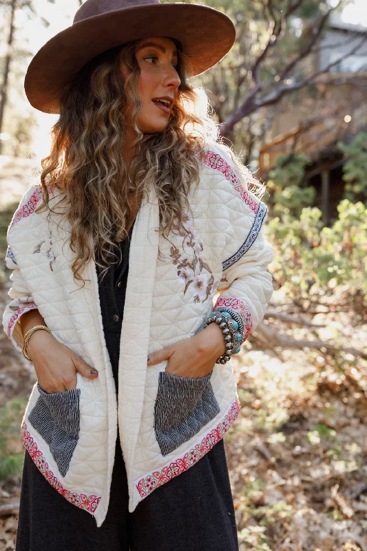 Beaded JacketsAdeline Embroidered Jacket - Cream