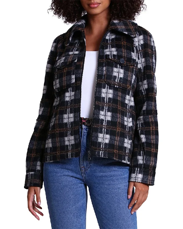 Parka JacketsAvec Les Filles Plaid Zip Front Jacket