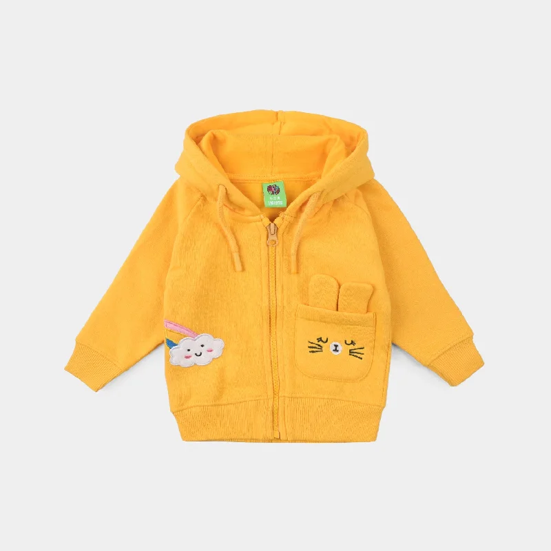 Windproof JacketsInfant Girls Fleece Knitted Jacket Cloud-Citrus