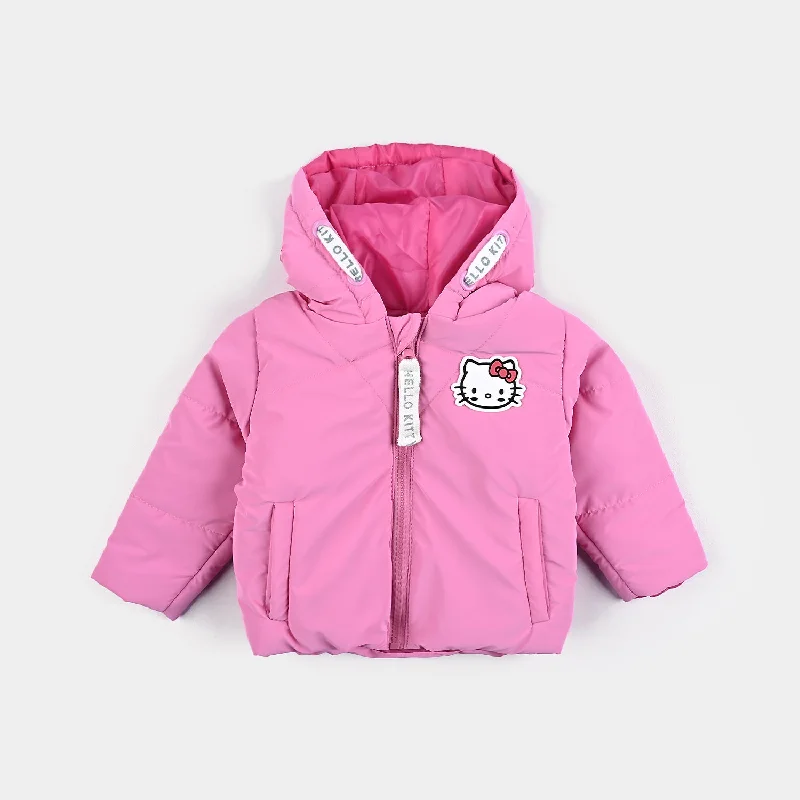 Rainproof JacketsInfant Girls Mix taffeta Quilted Jacket Kitty-Pink