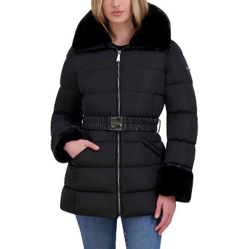 Trench CoatsLaundry by Shelli Segal Womens Quilted Midi Puffer Jacket