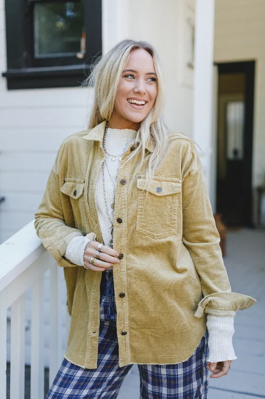 Ribbed Cuff JacketsMarny Corduroy Jacket - Mustard