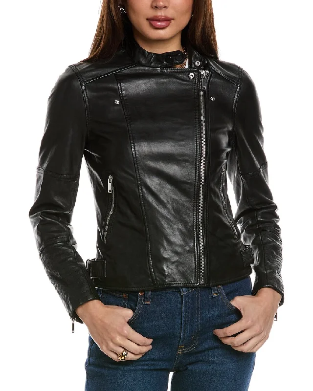 Metallic JacketsReiss Tallis Leather Biker Jacket