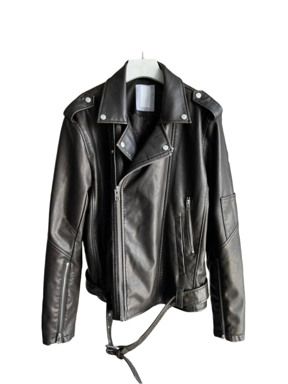 Casual JacketsVintage Men Leather Biker Jacket