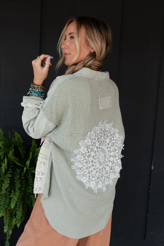 Urban JacketsWay Home Patch Detail Shacket - Sage