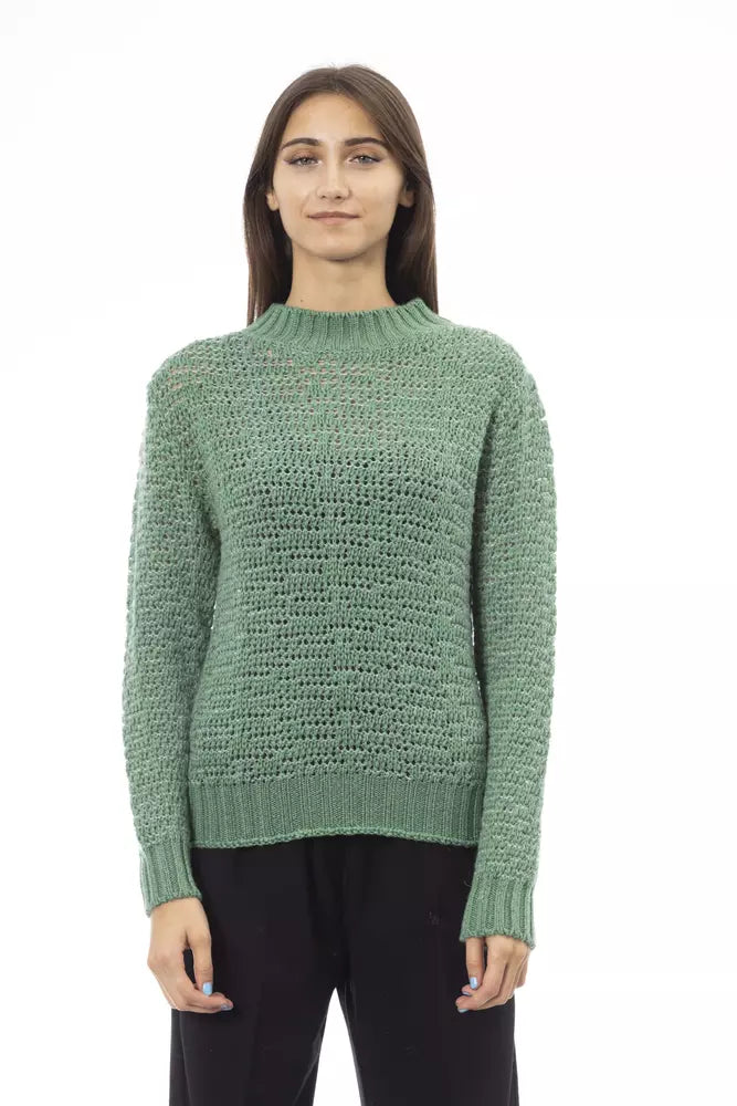 Alpha Studio Green Polyamide Women SweaterOff-Shoulder Knit Tops