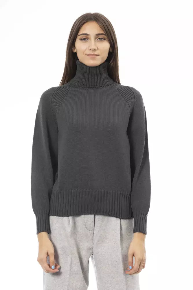 Alpha Studio Green Wool Women SweaterLayered Knit Tops