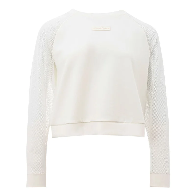 Armani Exchange Elegant White Polyamide SweaterFringed Knit Tops