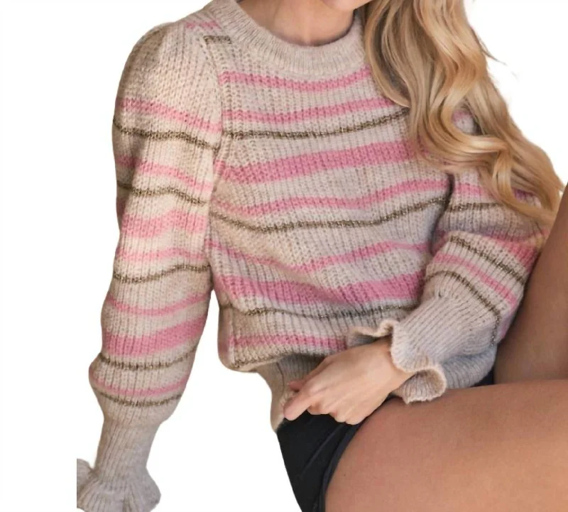 Bailey Stripe Sweater In Rose StripeRetro Knit Tops