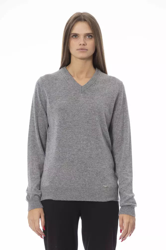 Baldinini Trend Gray Wool Women SweaterPolyester Knit Tops