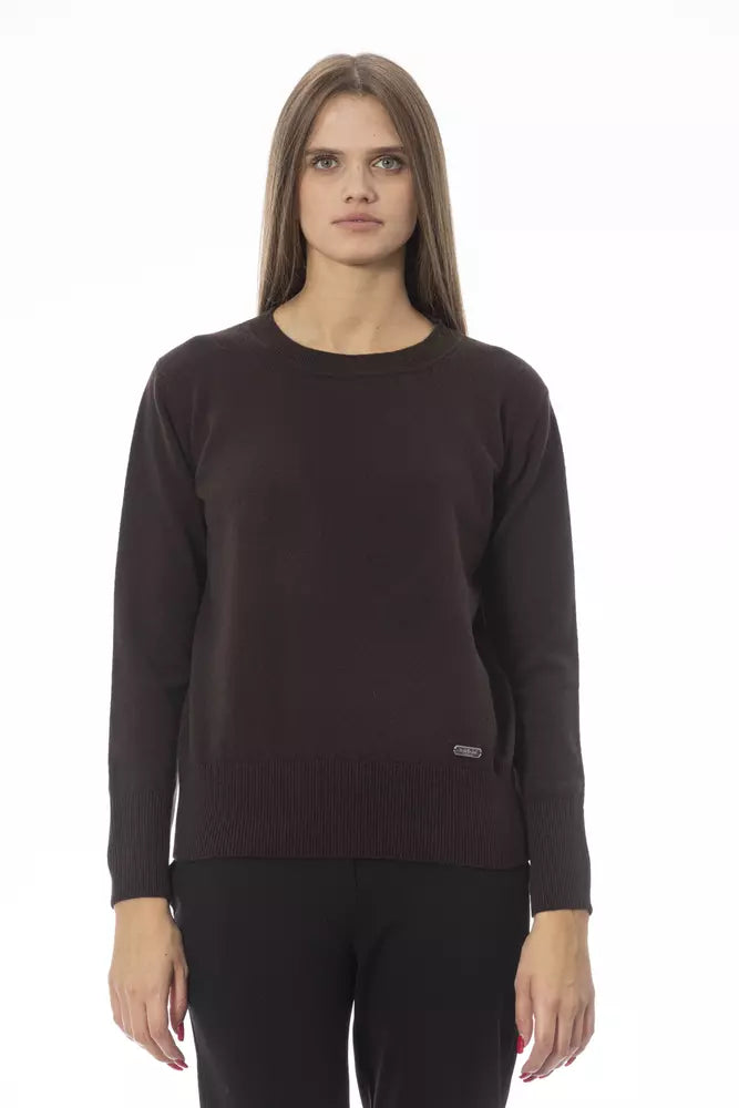 Baldinini Trend Brown Wool Women SweaterRecycled Fabric Knit Tops