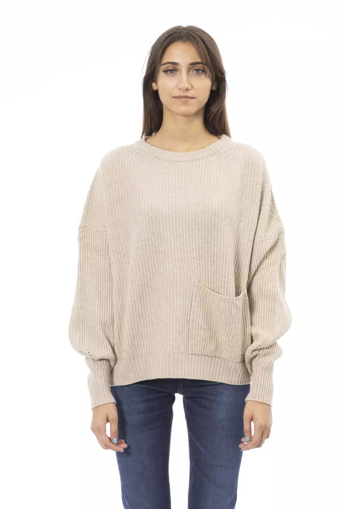 Baldinini Trend Beige Wool Women SweaterStreetwear Knit Tops