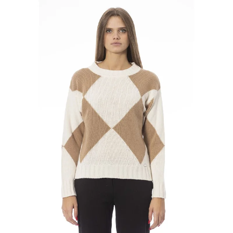 Baldinini Trend Beige Wool Women SweaterLongline Knit Tops