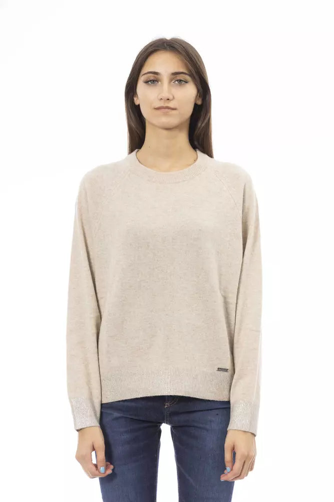 Baldinini Trend Beige Cashmere Women SweaterPocketed Knit Tops