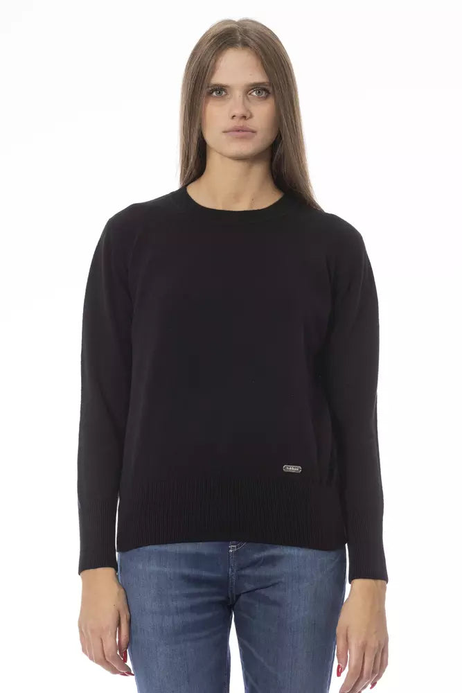 Baldinini Trend Black Wool Women SweaterThermal Knit Tops