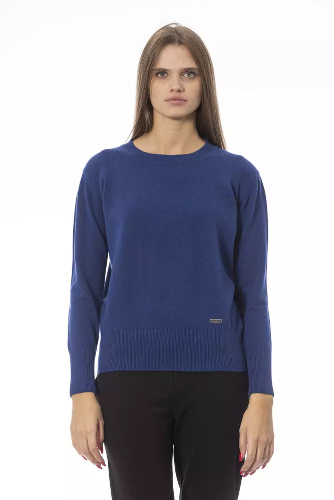 Baldinini Trend Blue Wool Women SweaterWork Knit Tops