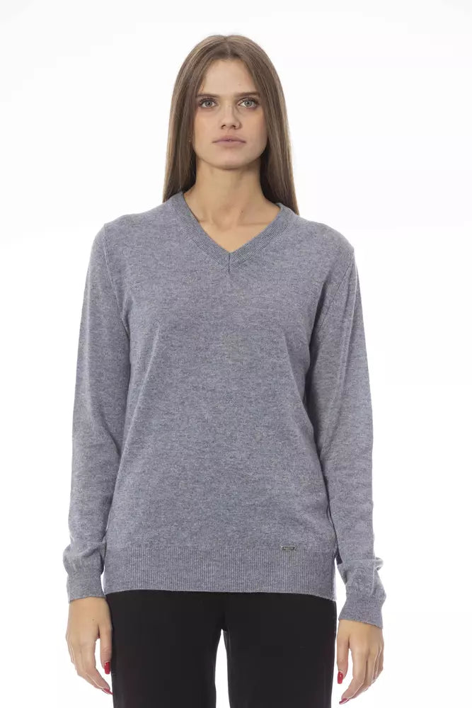 Baldinini Trend Gray Wool Women SweaterHigh-Fashion Knit Tops