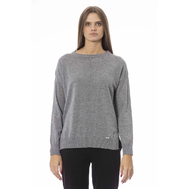 Baldinini Trend Gray Viscose Women SweaterGraphic Knit Tops