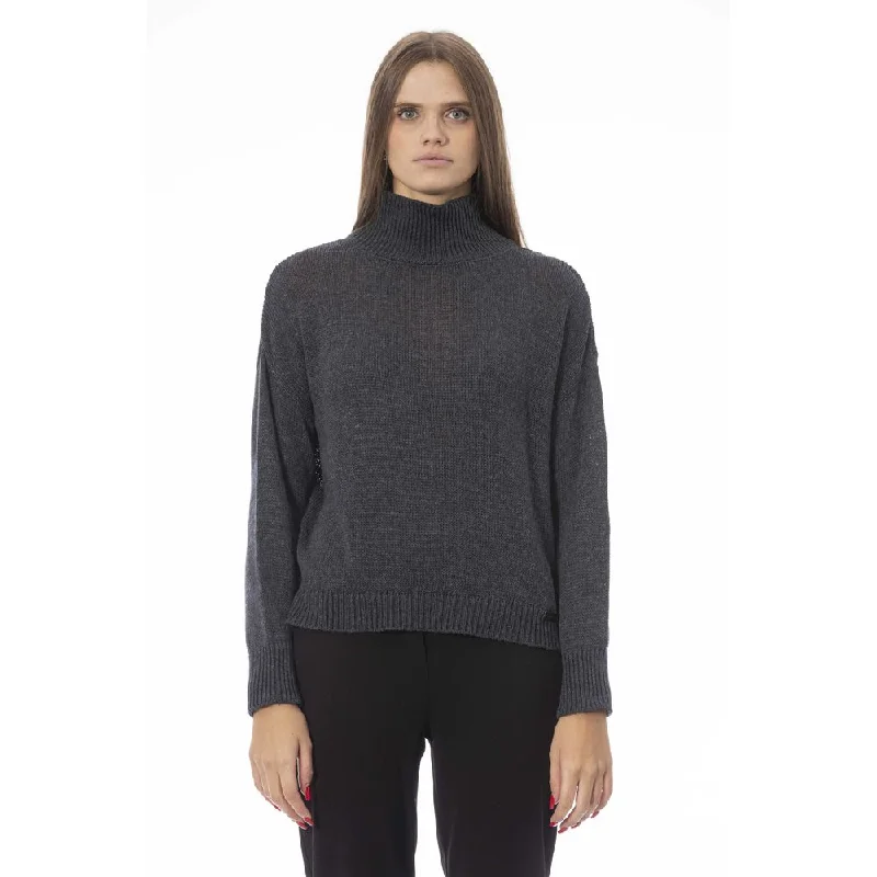 Baldinini Trend Gray Wool Women SweaterStriped Knit Tops