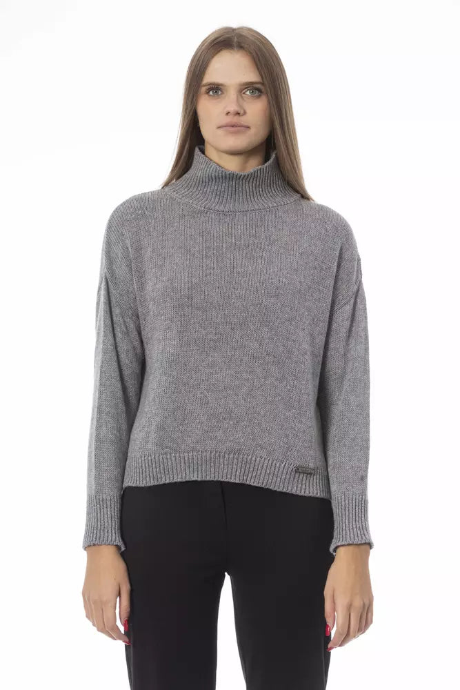 Baldinini Trend Gray Wool Women SweaterBand Merch Knit Tops