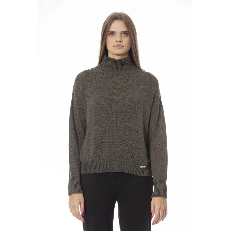 Baldinini Trend Green Wool Women SweaterLayered Knit Tops