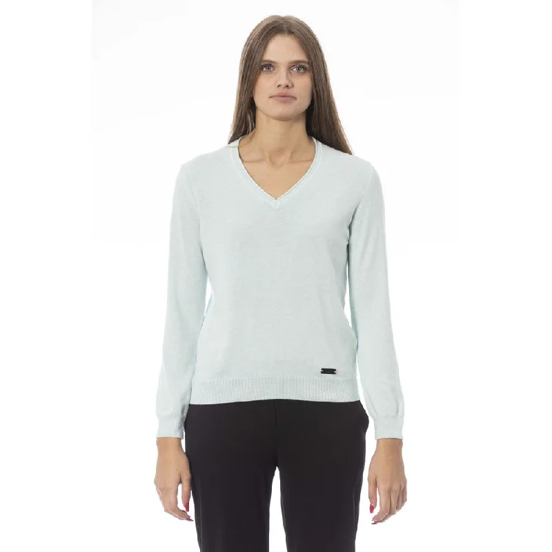 Baldinini Trend Light Blue Cashmere Women SweaterV-Neck Knit Tops