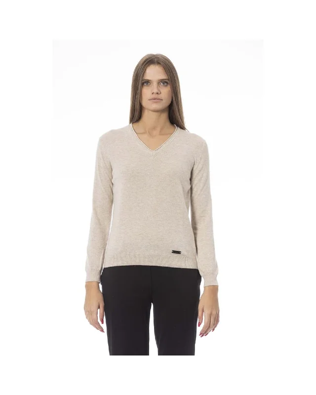 Baldinini Trend Women's Beige Polyamide Sweater - MSequined Knit Tops