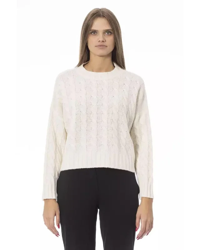 Baldinini Trend Women's Beige Wool Sweater - MAsymmetrical Knit Tops