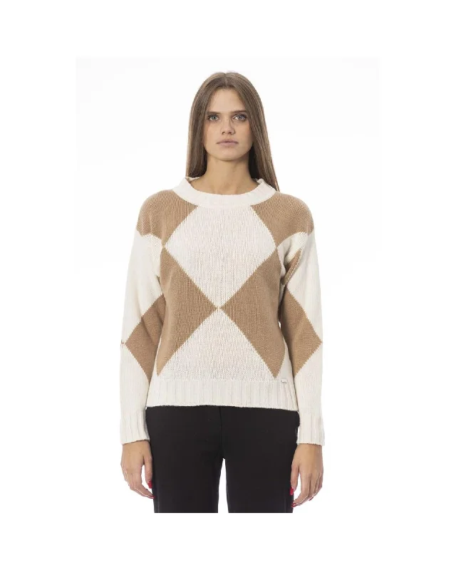 Baldinini Trend Women's Beige Wool Sweater - MGraphic Knit Tops