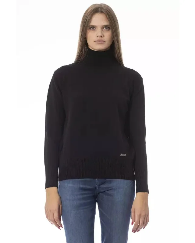 Baldinini Trend Women's Black Wool Sweater - 42 ITOff-Shoulder Knit Tops