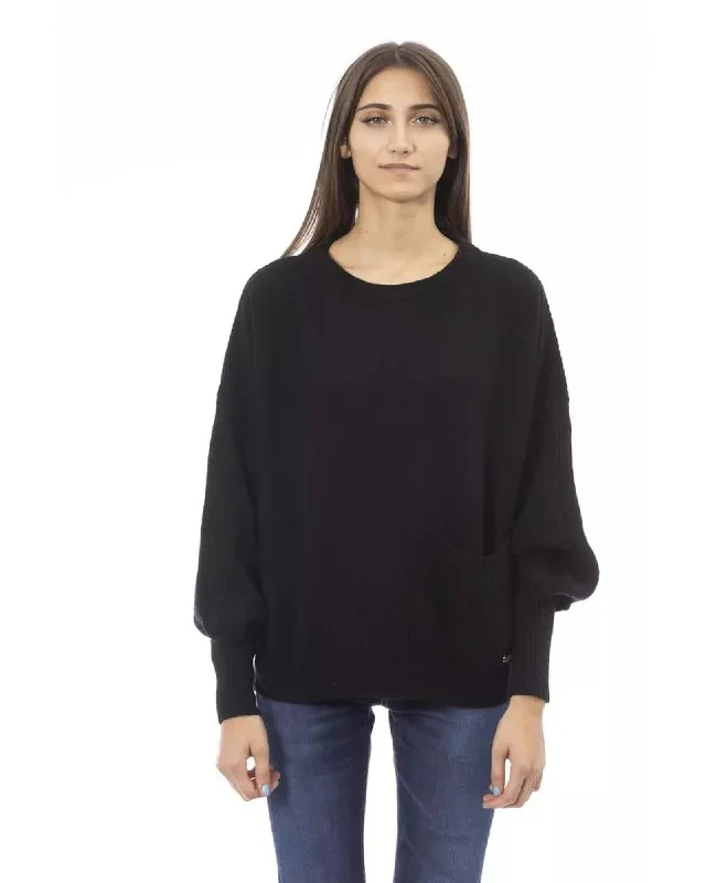 Baldinini Trend Women's Black Wool Sweater - MBeaded Knit Tops