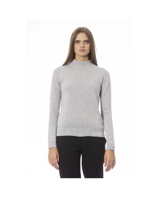 Baldinini Trend Women's Gray Fabric Sweater - MSpring Knit Tops