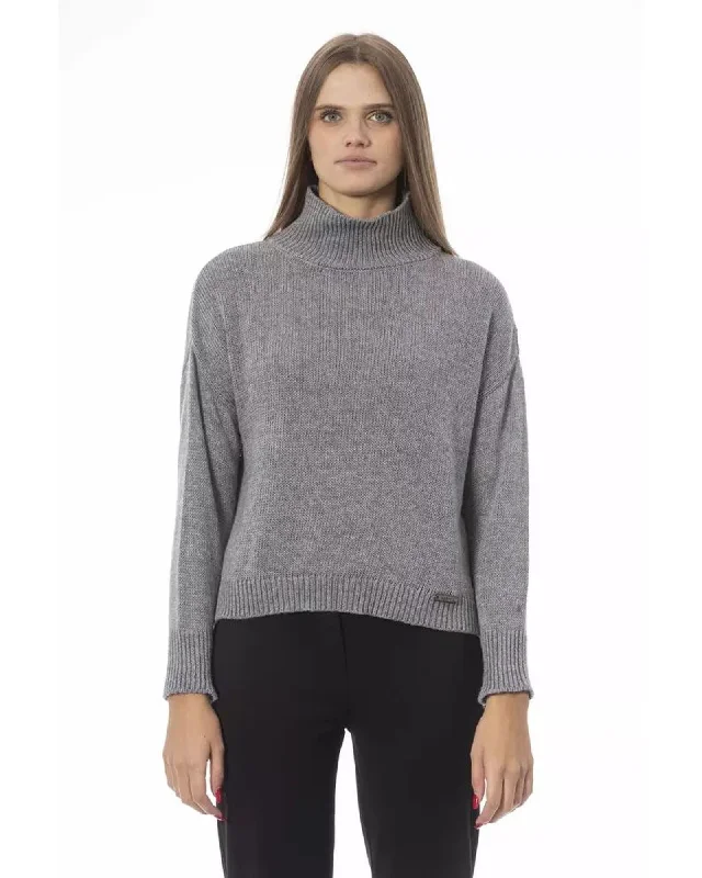 Baldinini Trend Women's Gray Viscose Sweater - MColorblock Knit Tops