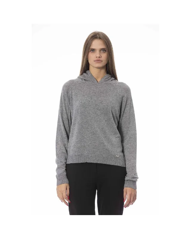 Baldinini Trend Women's Gray Viscose Sweater - MAsymmetrical Knit Tops