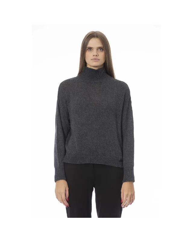 Baldinini Trend Women's Gray Viscose Sweater - MLace Knit Tops