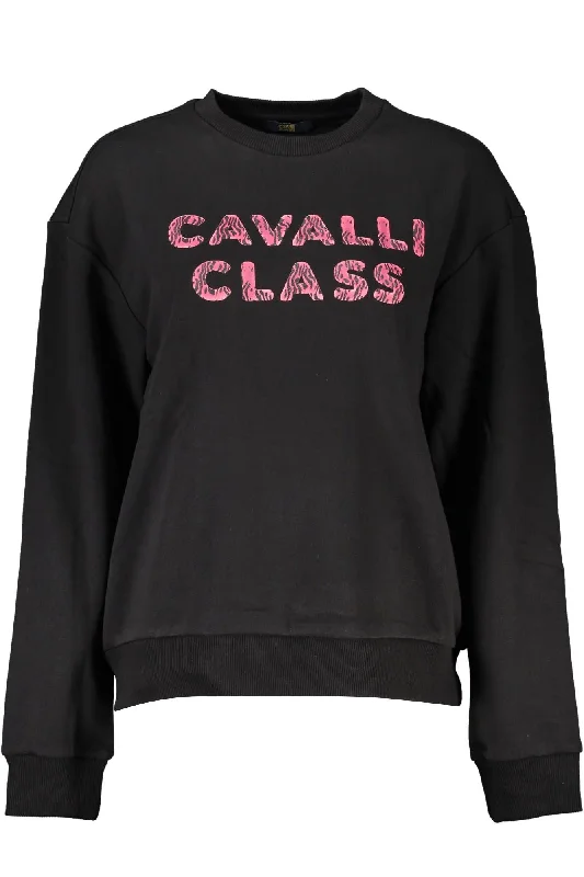 Cavalli Class Black Cotton Women SweaterFormal Knit Tops