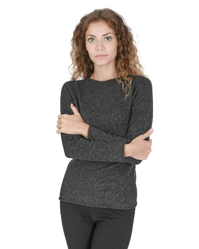 Crown of Edinburgh Cashmere Women's Premium Cashmere Boatneck Sweater in Grigio Ferro - LCollaborative Knit Tops