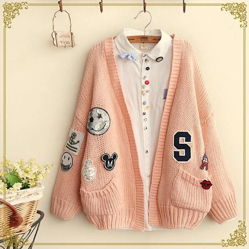 Cute kawaii students sweater coat AD0094Cotton Knit Tops