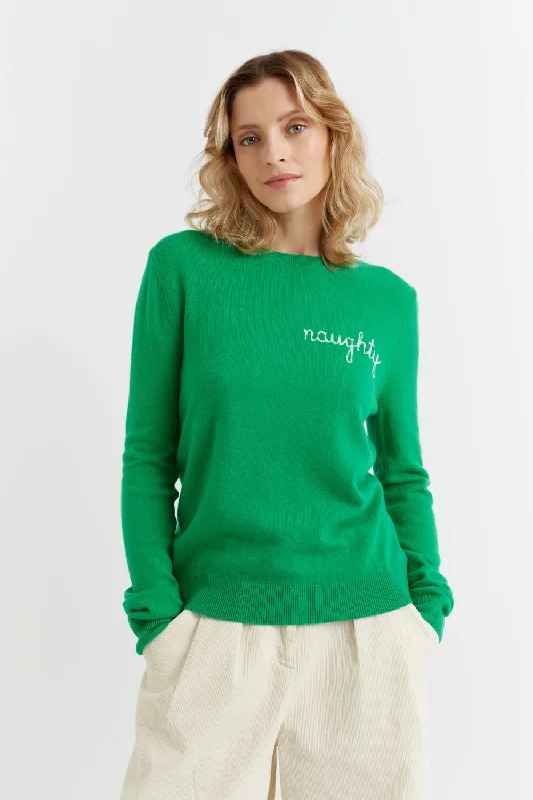 Green Wool-Cashmere Naughty or Nice SweaterSummer Knit Tops