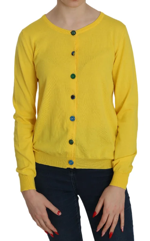 Jucca Radiant Yellow Cotton SweaterGlitter Knit Tops