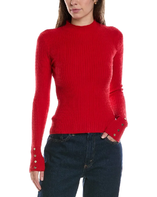 MEIVEN Cable Rib SweaterFringed Knit Tops