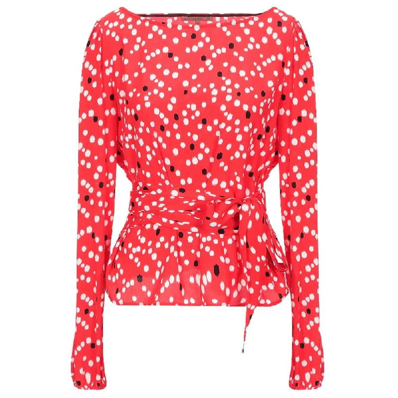 Patrizia Pepe Red Polyester SweaterLayered Knit Tops