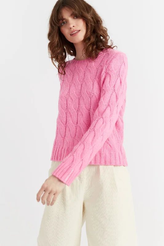 Pink Wool-Cashmere Gertie SweaterOrganic Cotton Knit Tops