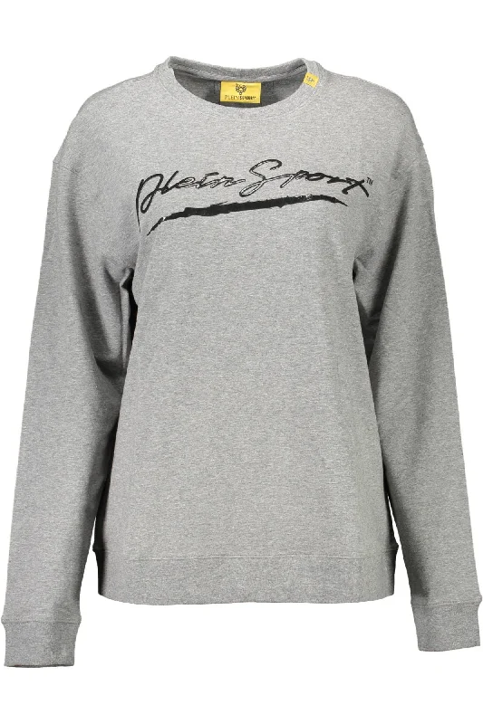 Plein Sport Gray Cotton Women SweaterCycling Knit Tops