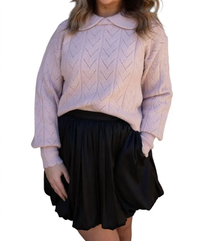 Scallop Edge Sweater In PinkHiking Knit Tops