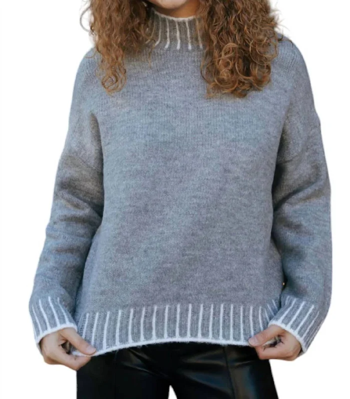 Stitched Sweater In CharcoalSheer Knit Tops