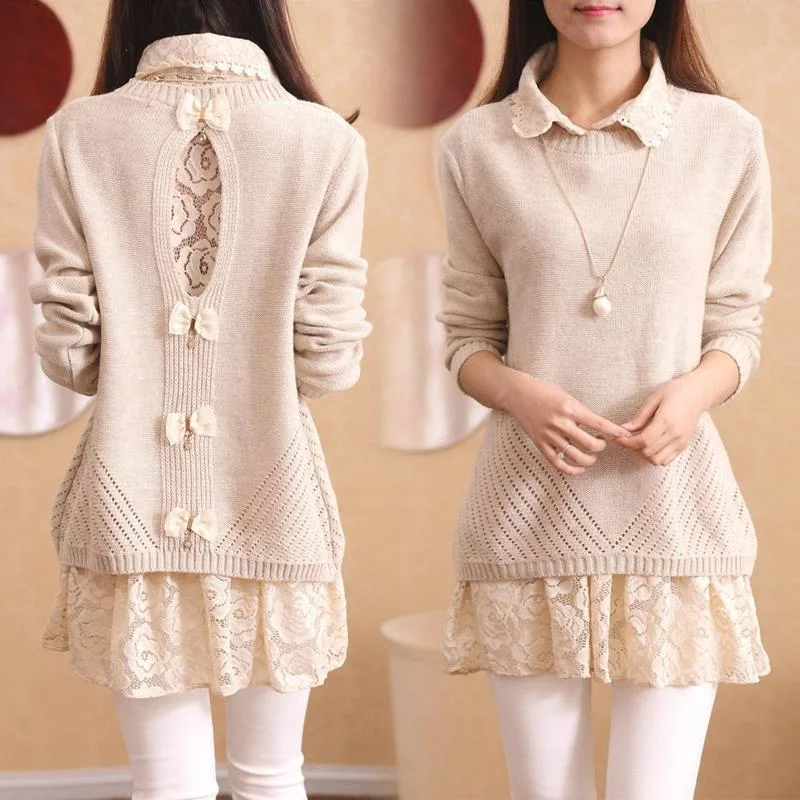 Sweet Lace Sweater Two-Piece AD10216Designer Knit Tops