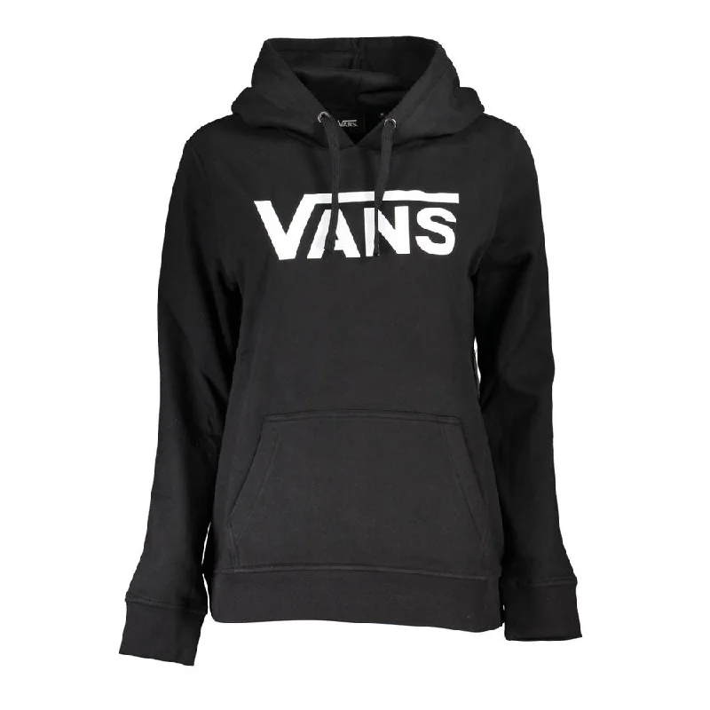 Vans Sleek Black Hooded Fleece Sweatshirt with LogoLayered Knit Tops